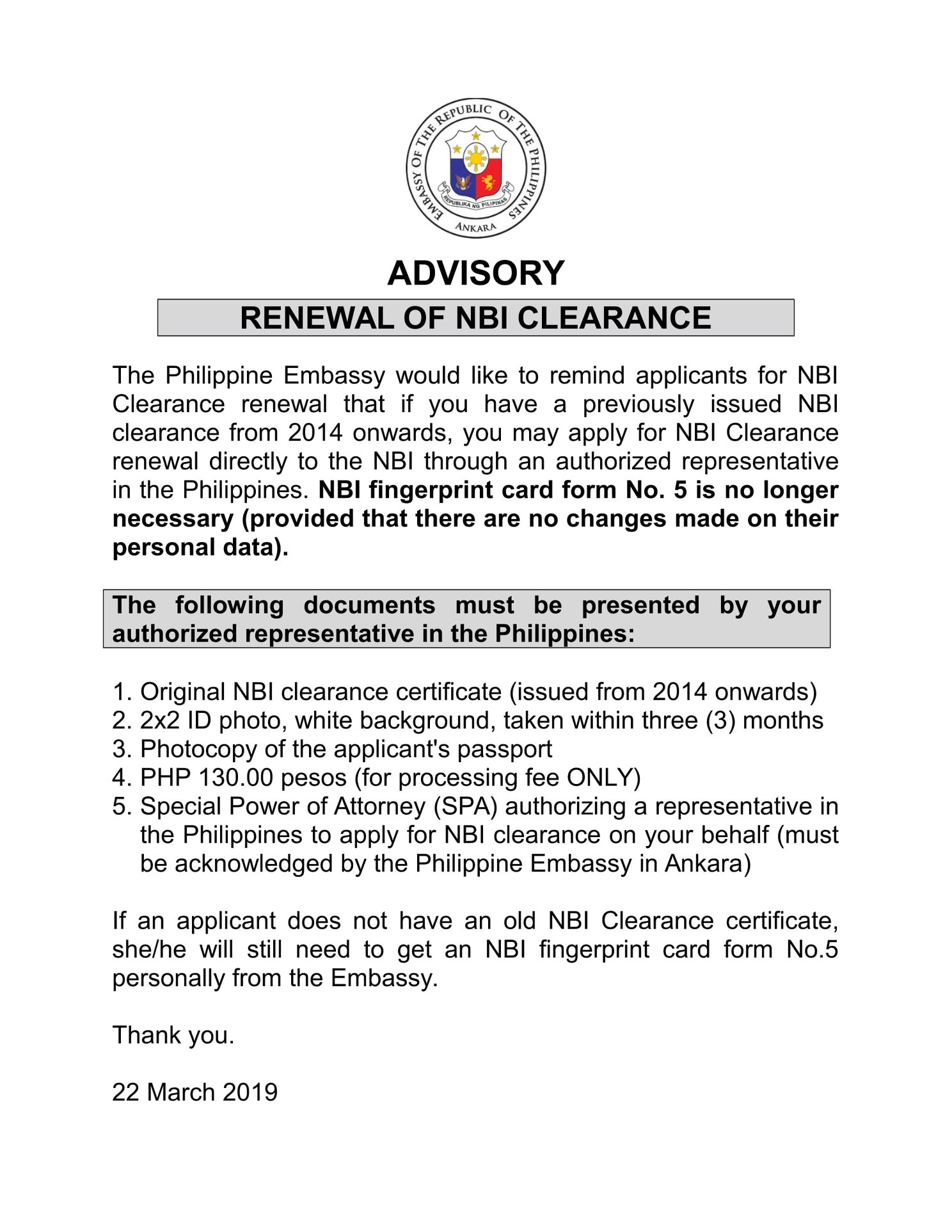 22 March 2019 Advisory on NBI Clearance Renewal 1