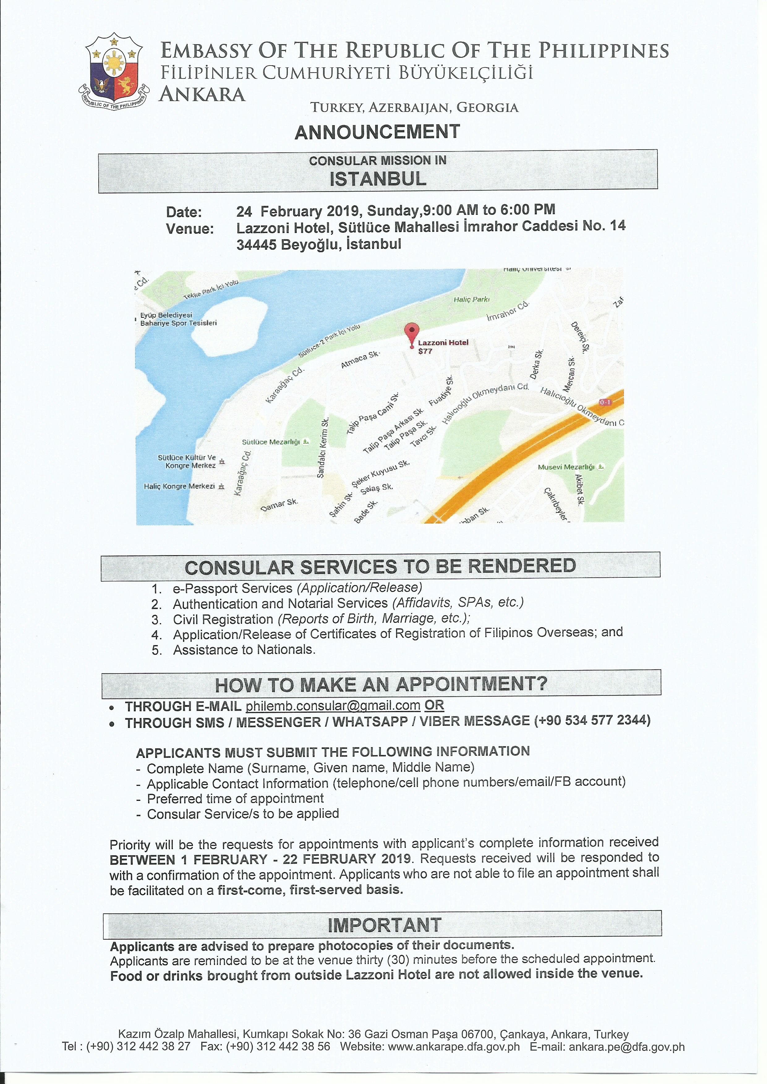 2019January31 ANNOUNCEMENT Consular Misison Istanbul