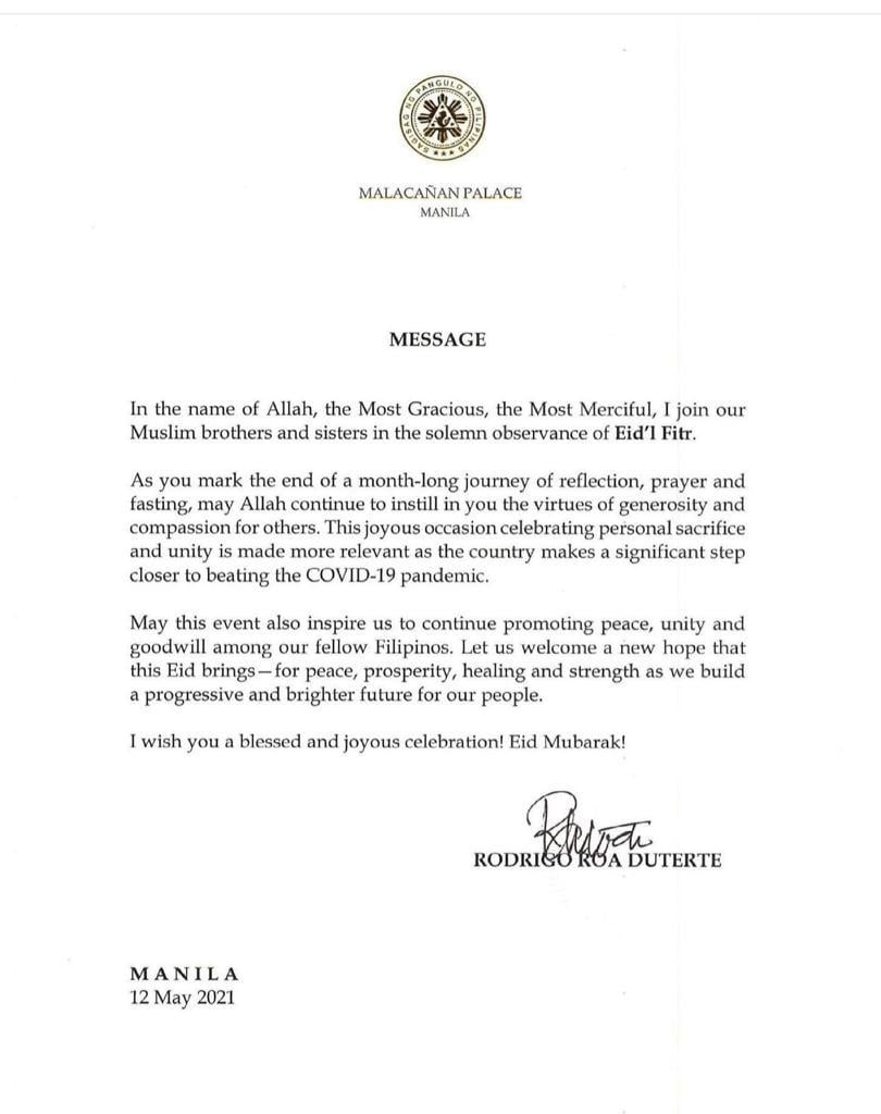 PRRD Message