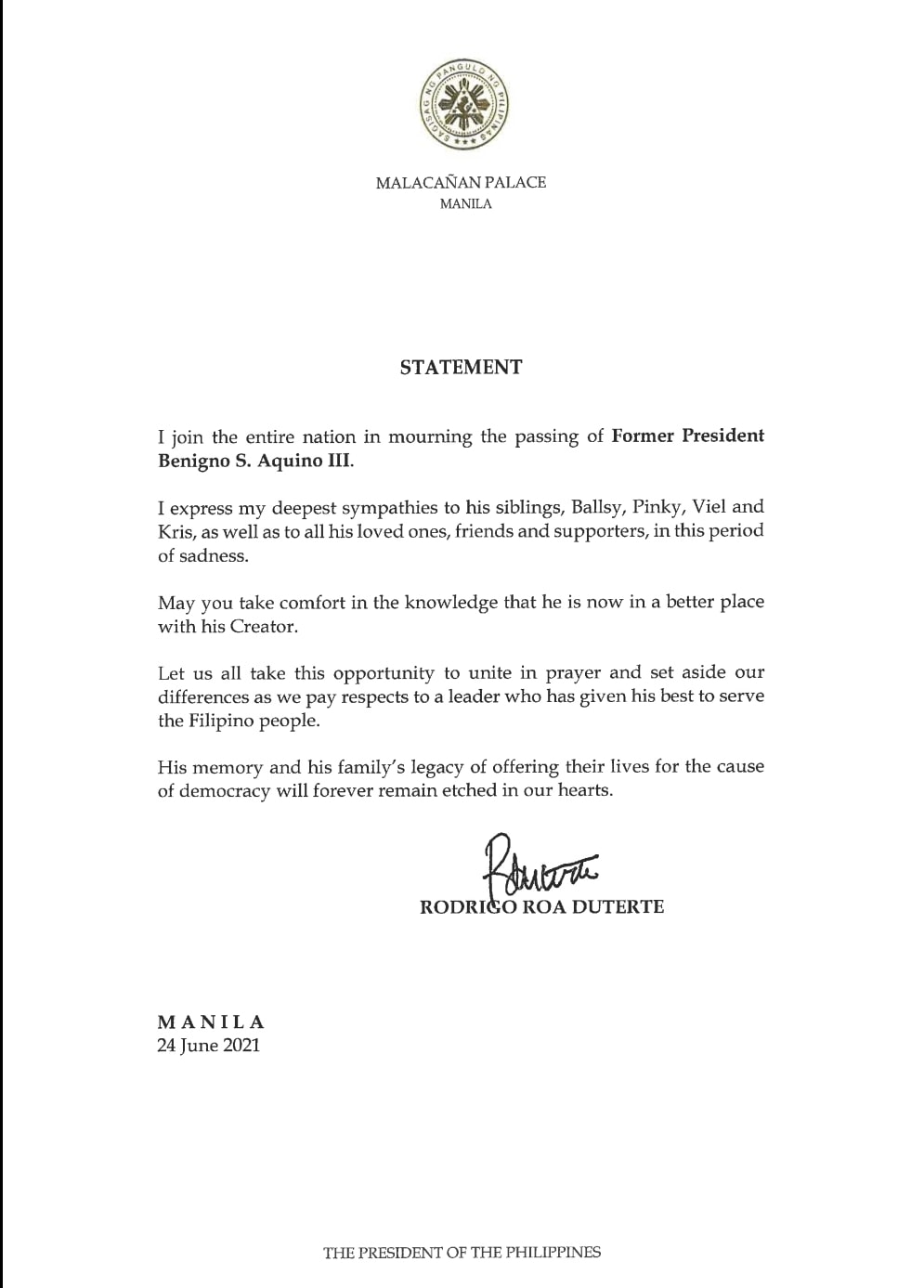 PRRD Message