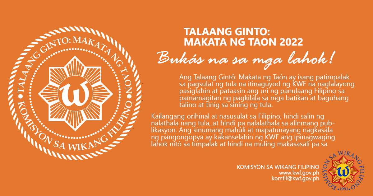 Makata ng Taón 2022 bukás na sa mga lahok