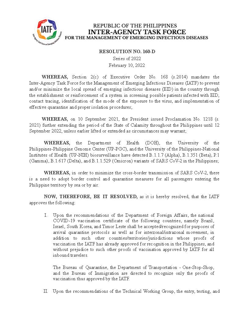 UBJD combine Amendments to CIR 340 OUCSCA 2022 on the Entry Testing and Quarantine Protocols for Foreign Nationals Effective 10 February 2022 Page 10