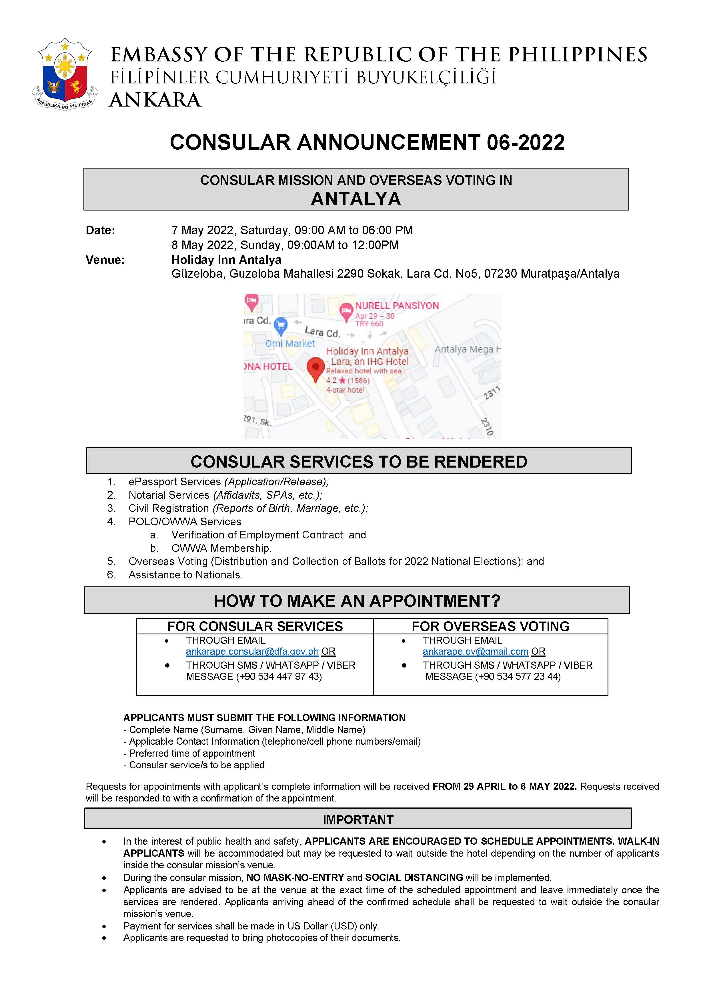 2022Apr29.Announcement.Consular Mission in Antalya