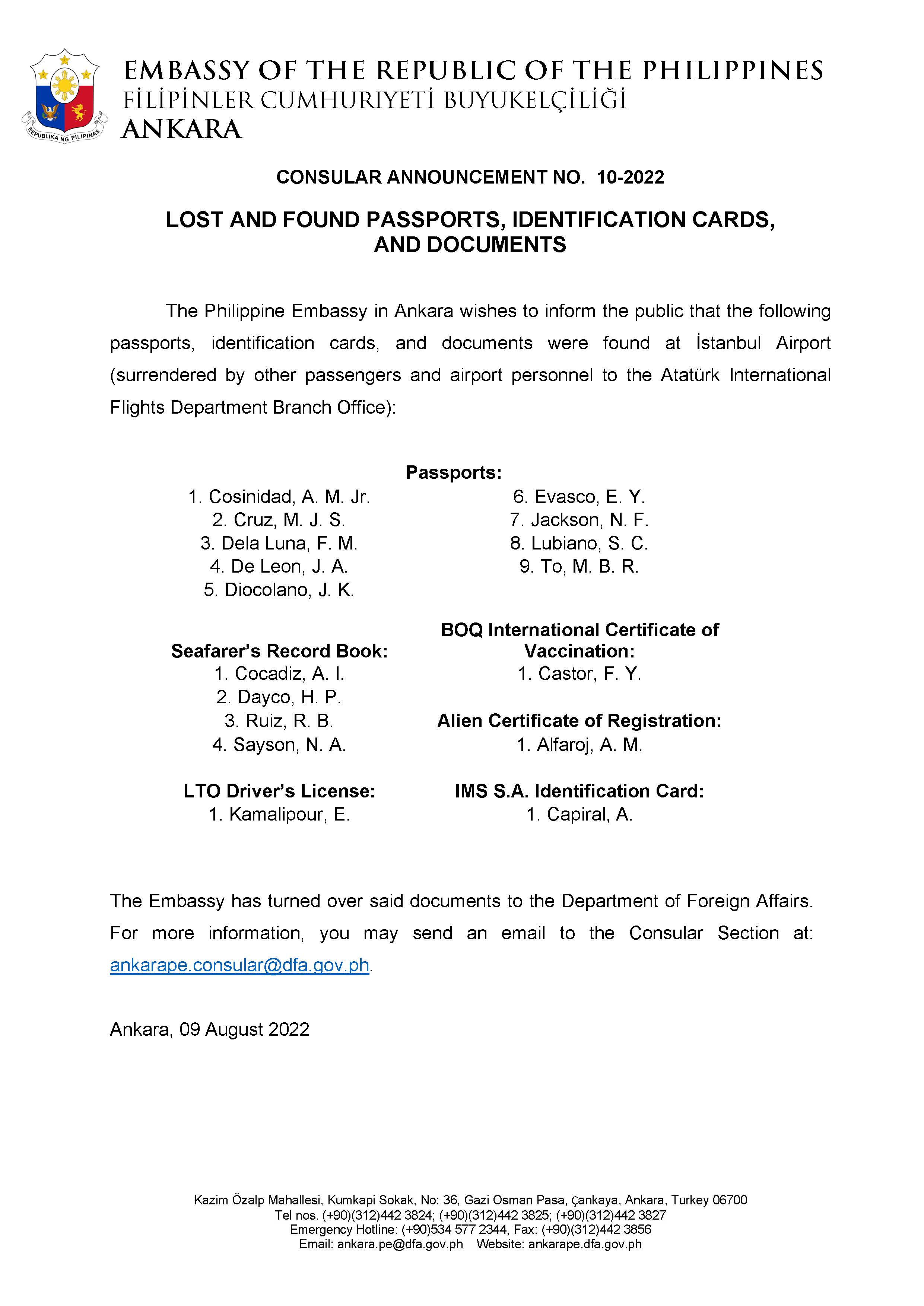 2022Aug09.ADVISORY.Lost and Found Passports Etc.rev1