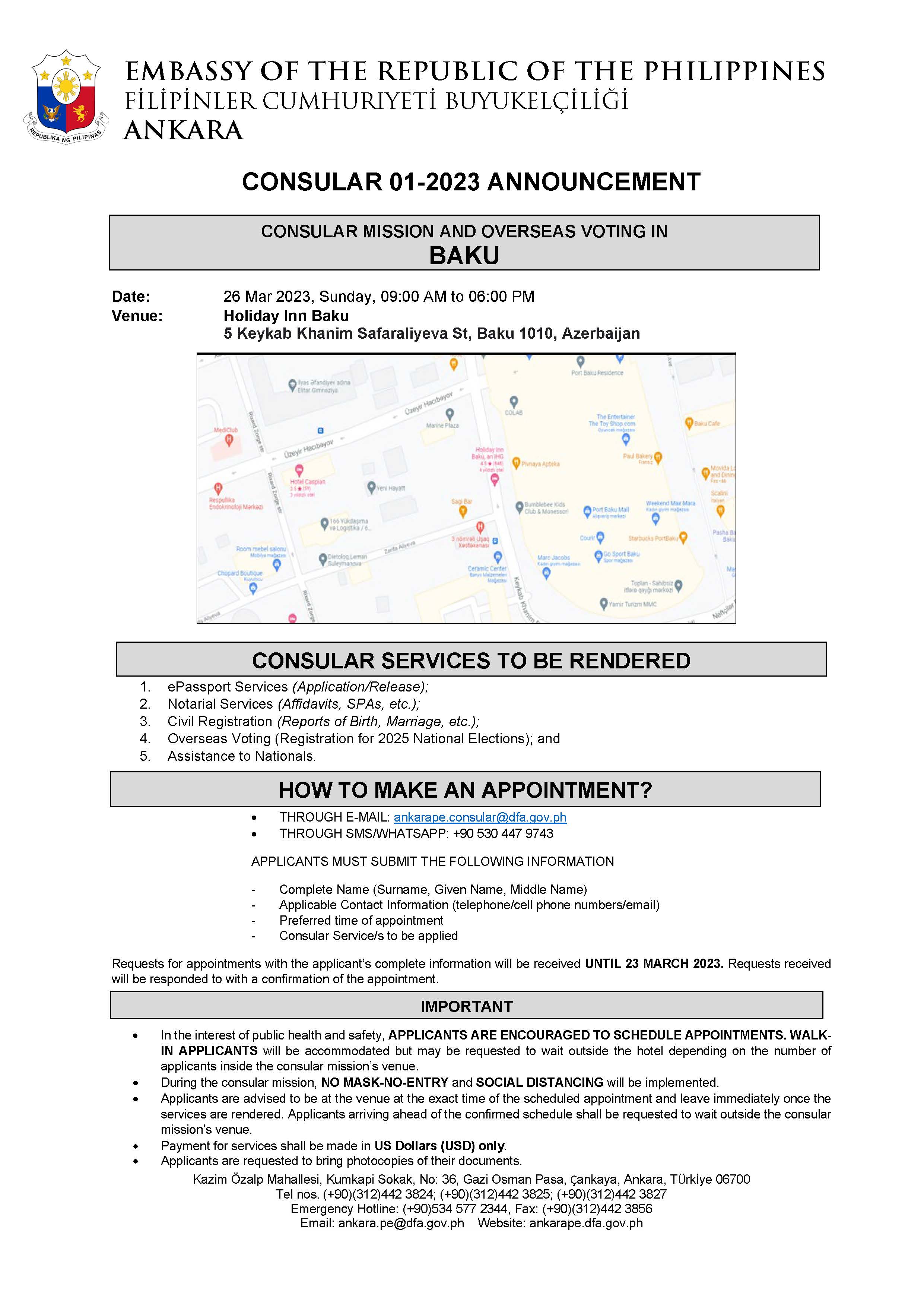 2023Mar08.Announcement.Consular Mission in Baku 26Mar2023 rev1