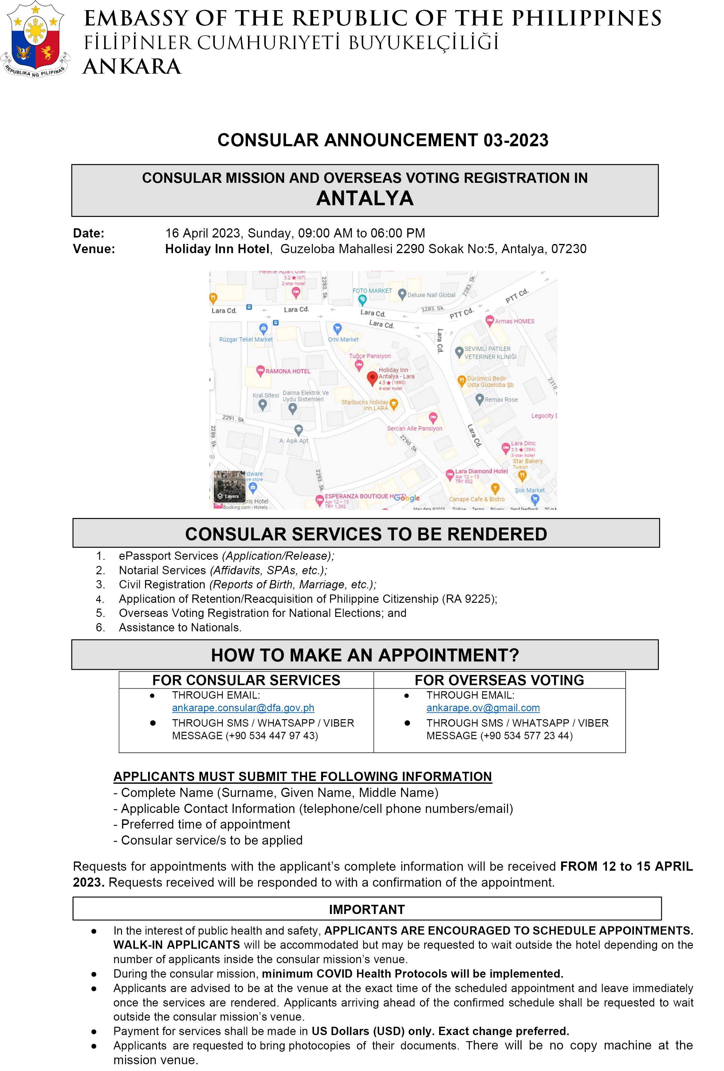 2023Apr16.Announcement.Consular Mission in Antalya