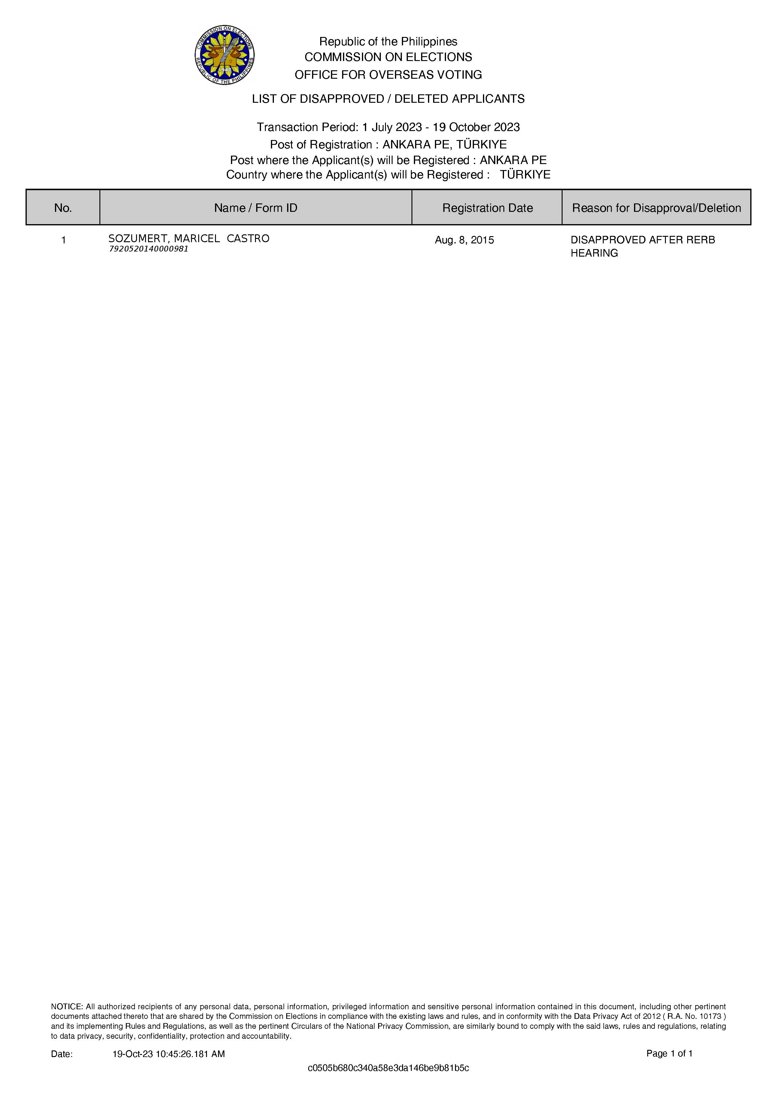 DISAPPROVED DELETED APPLICANTS TRAK 01 2023 10 19 104526.181 Page 1