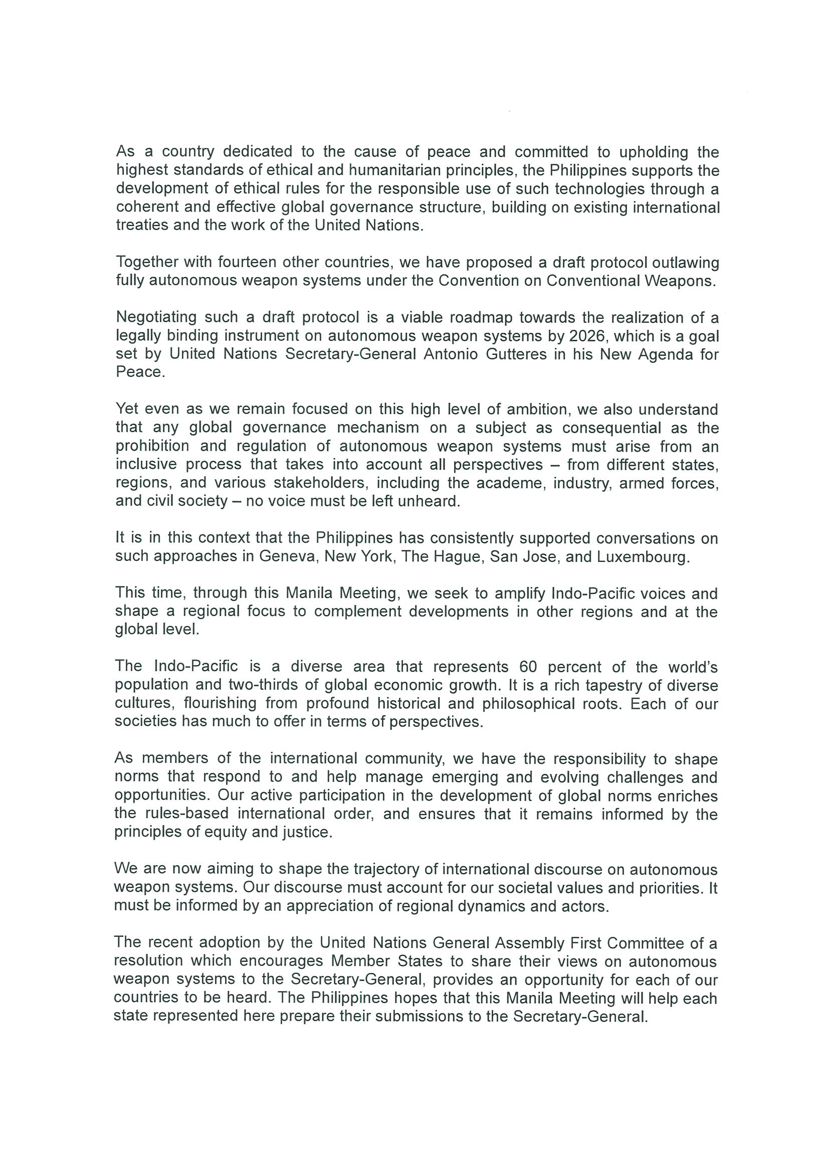 5. Manila Meeting on the Indo Pacific Perspectives on Lethal Autonomous Weapons Systems Page 2