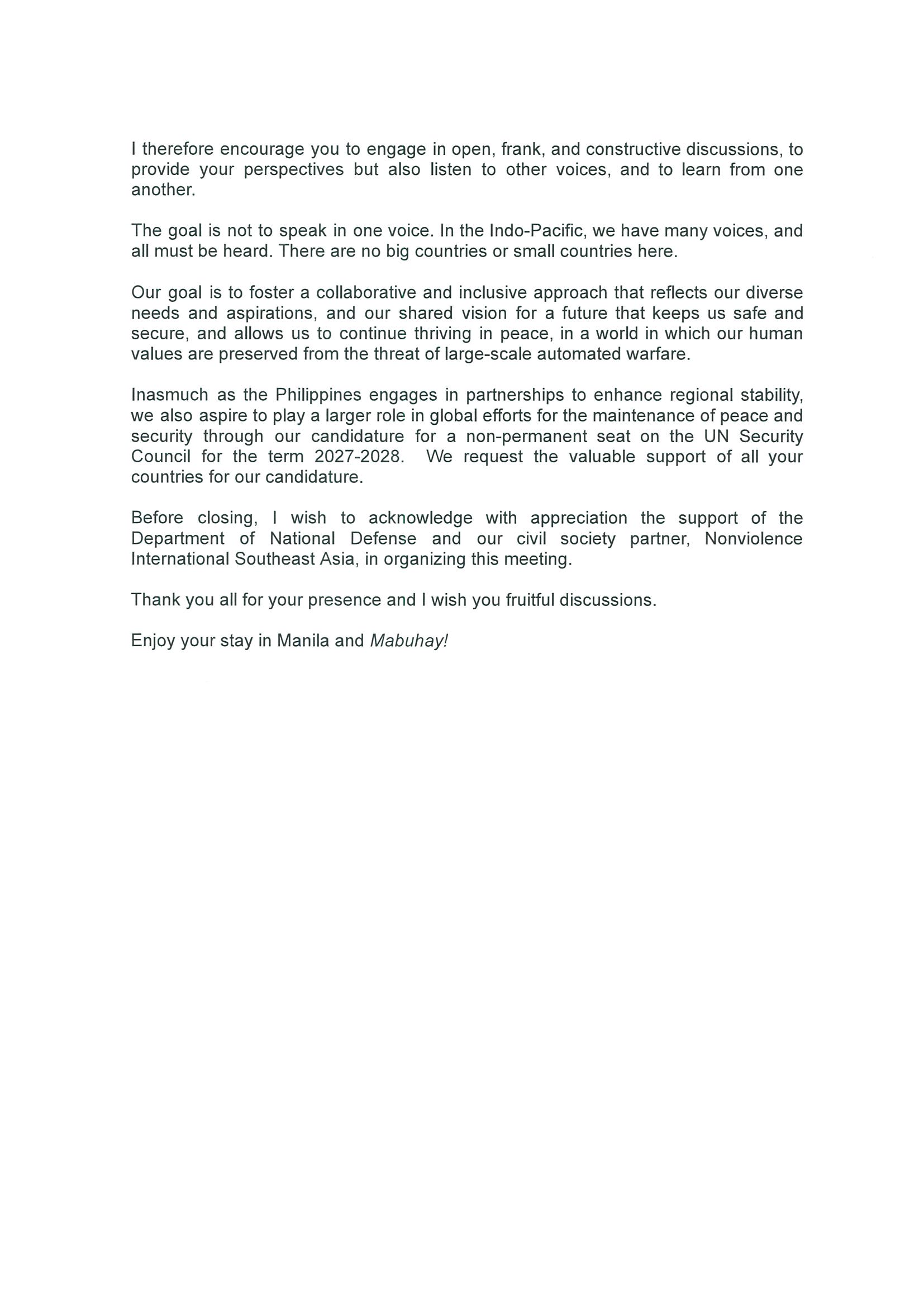 5. Manila Meeting on the Indo Pacific Perspectives on Lethal Autonomous Weapons Systems Page 3